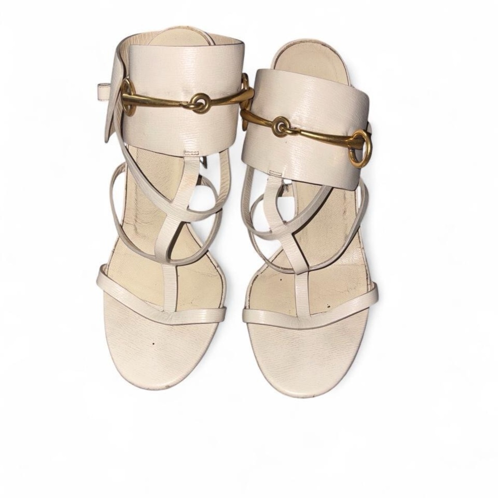 Gucci Ursula Horse Bit Cream Leather Heels EU 38